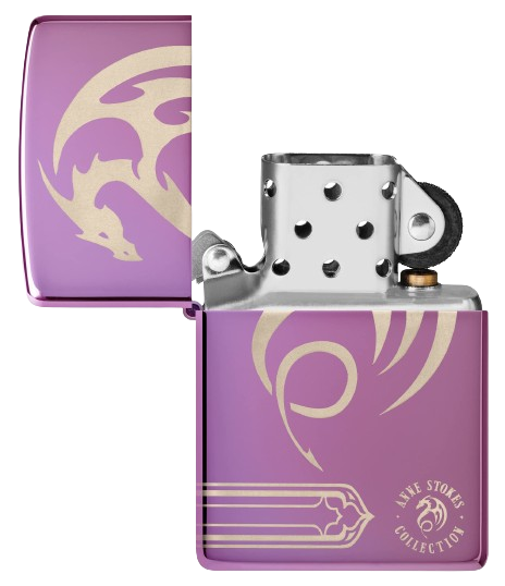 ISQUEIRO ZIPPO ANNE STOKES LASER 360 HIGH POLISH PURPLE 48574